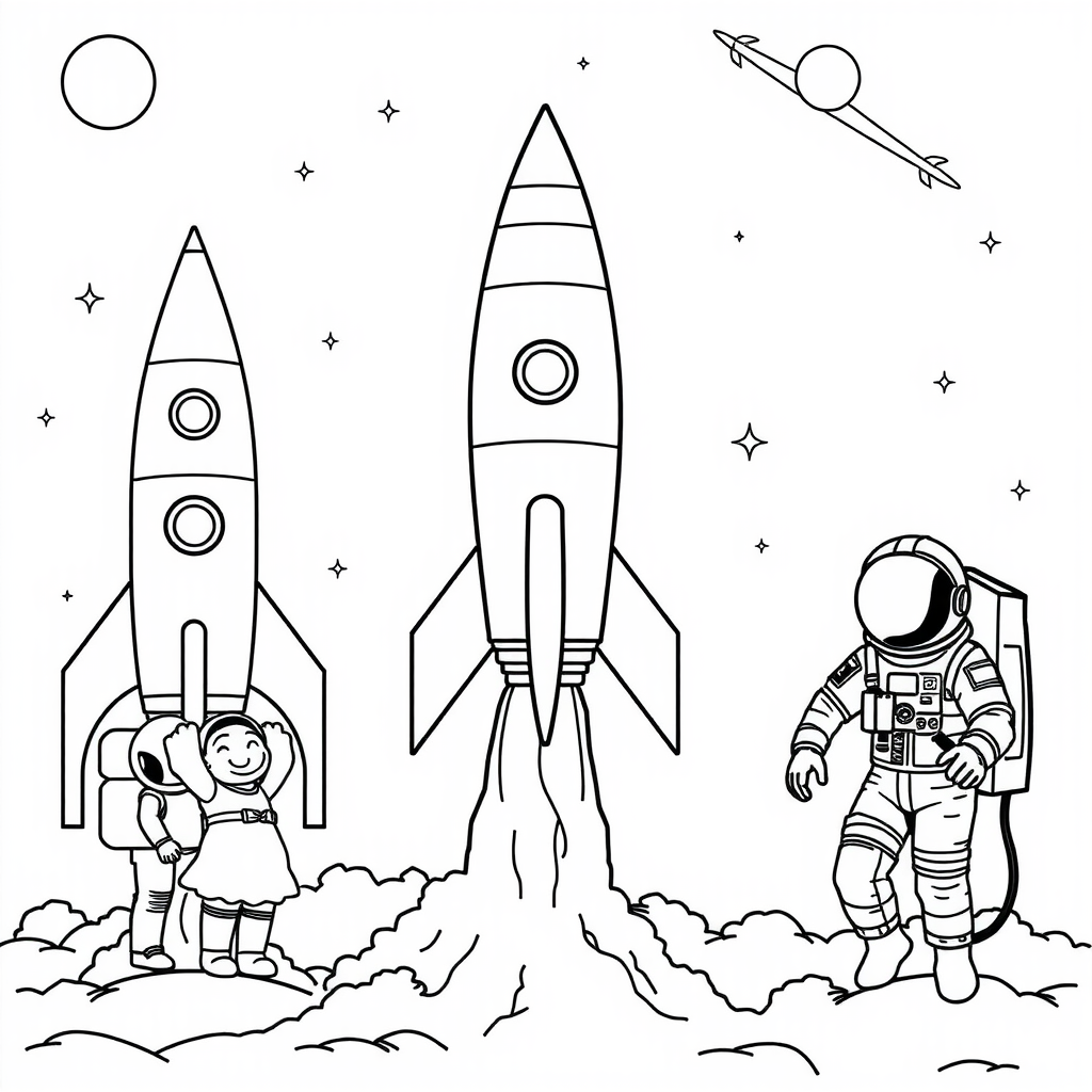 Space coloring page