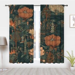 Bohemian Art Style Window Curtains